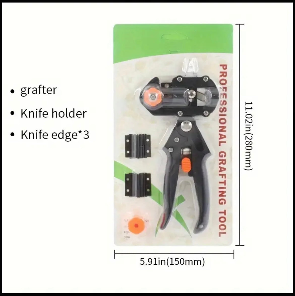 Garden Grafting Tool Kit - Gardening Pruning Shears Set, for Plant Branches and Fruit Tree Pruning, Including Grafting Tape, Grafting Knife and 3 Replacement Blades, Metal and Plastic, Grafting Film. Manual Operation